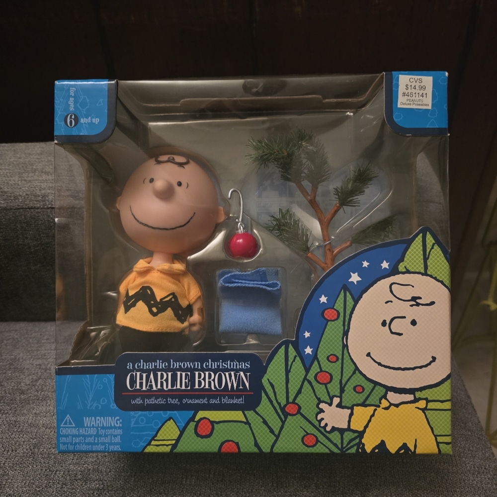Charlie Brown Christmas Figure with Tree and Ornament